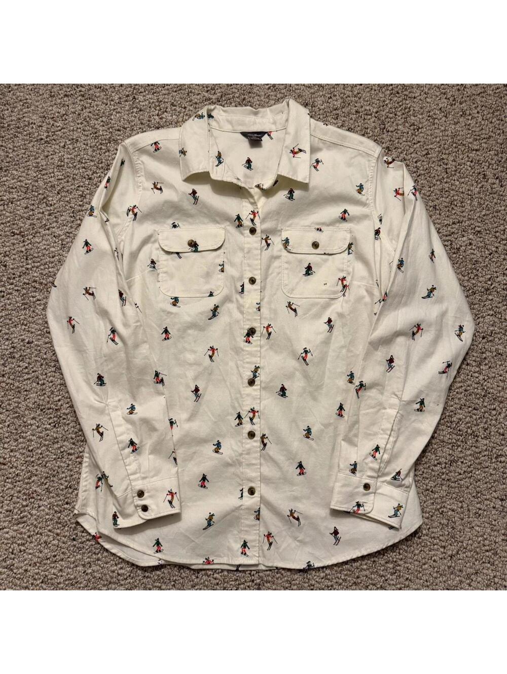 Eddie Bauer white skiers/snowboarders flannel shirt